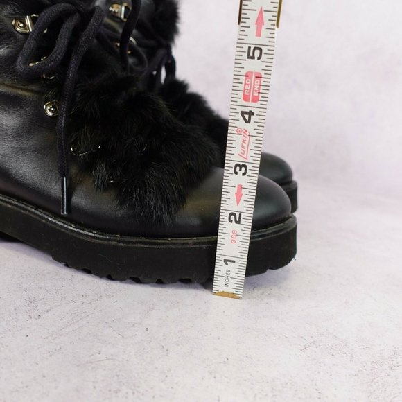 Kanna Boots Women Leather 37 Black Pull On Combat Chunky Lug Sole Platform 6 Y2K - Picture 4 of 14
